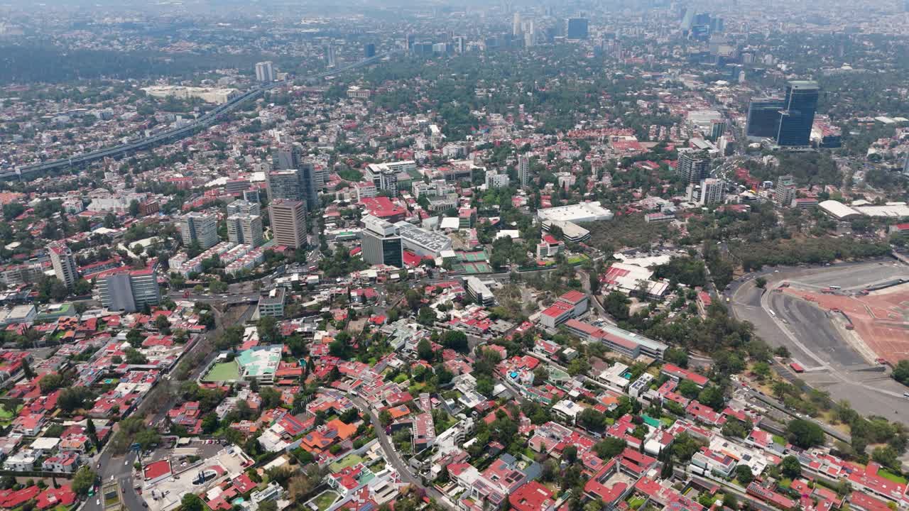 Sunny afternoon aerial views of Mexico City.