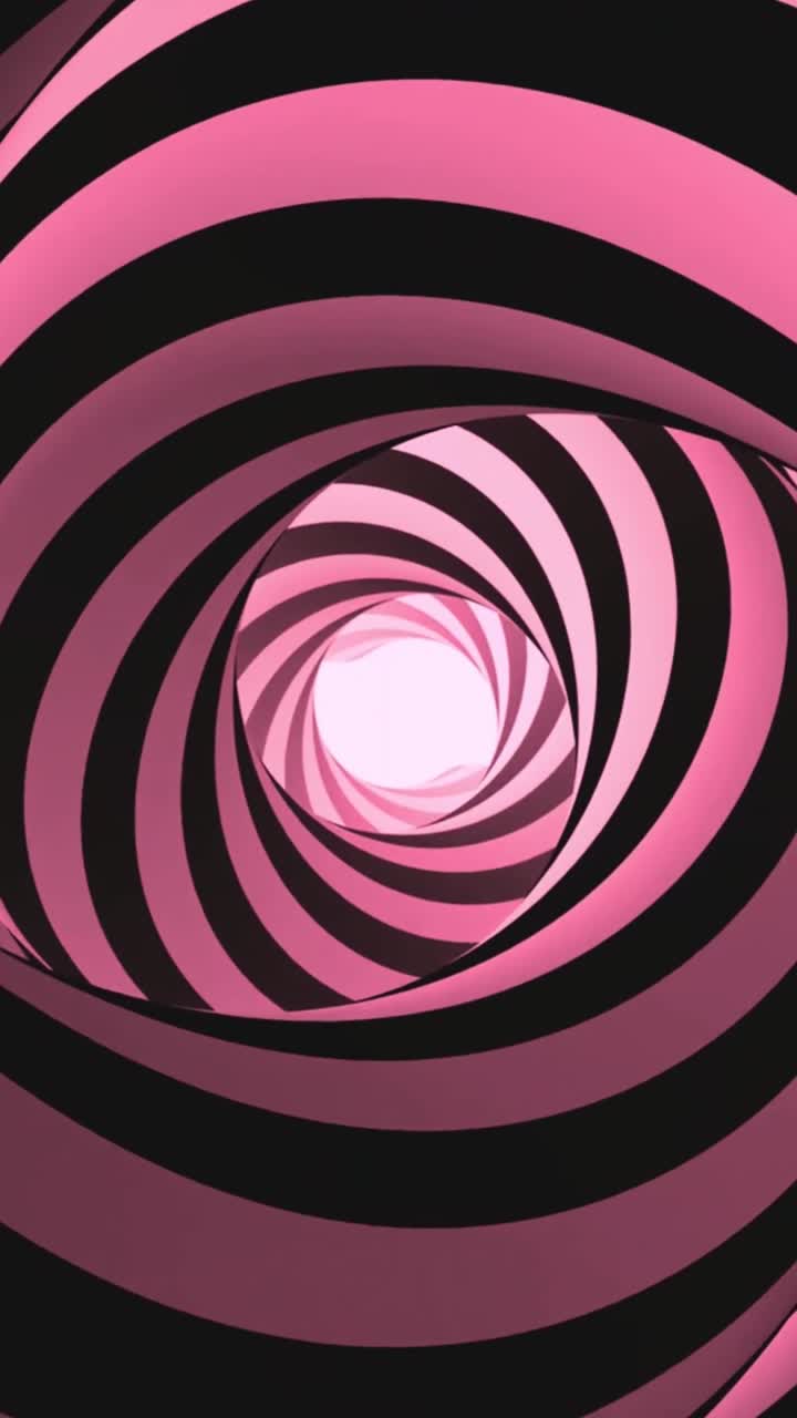Animazione ipnotica di tunnel a spirale a strisce rosa e nere