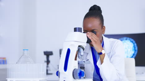 Science,-microscope-and-black-woman-research