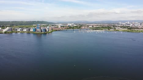 cardiff bay with a4232 link road bridge in the distance