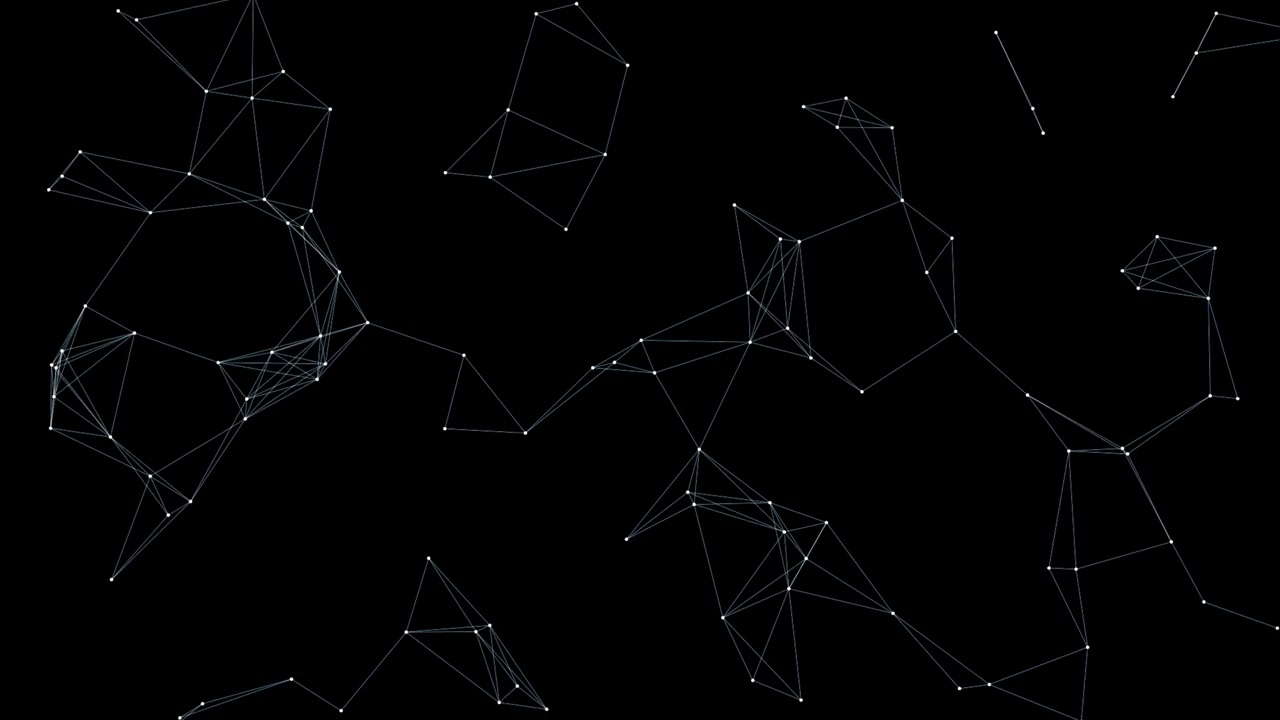 Abstract Network Connection Nodes Moving on Black Background