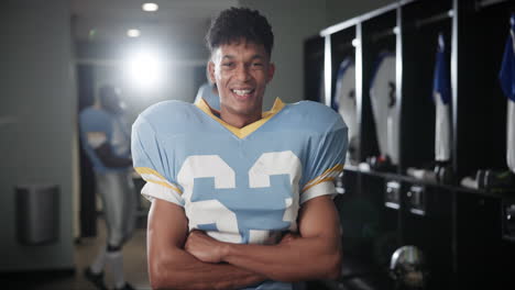 football player in the locker room