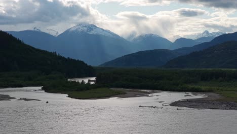 scenic river flowing through mountains and forest in british columbia.