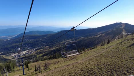 descending down steep ski lift