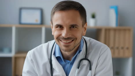 a male doctor smiling at the camera in a professional setting