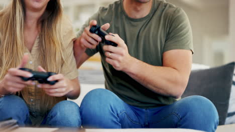 Gaming,-play-or-hands-of-couple-with-video-game