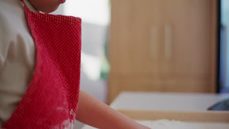 a young boy makes gingerbread cookies in the kitchen