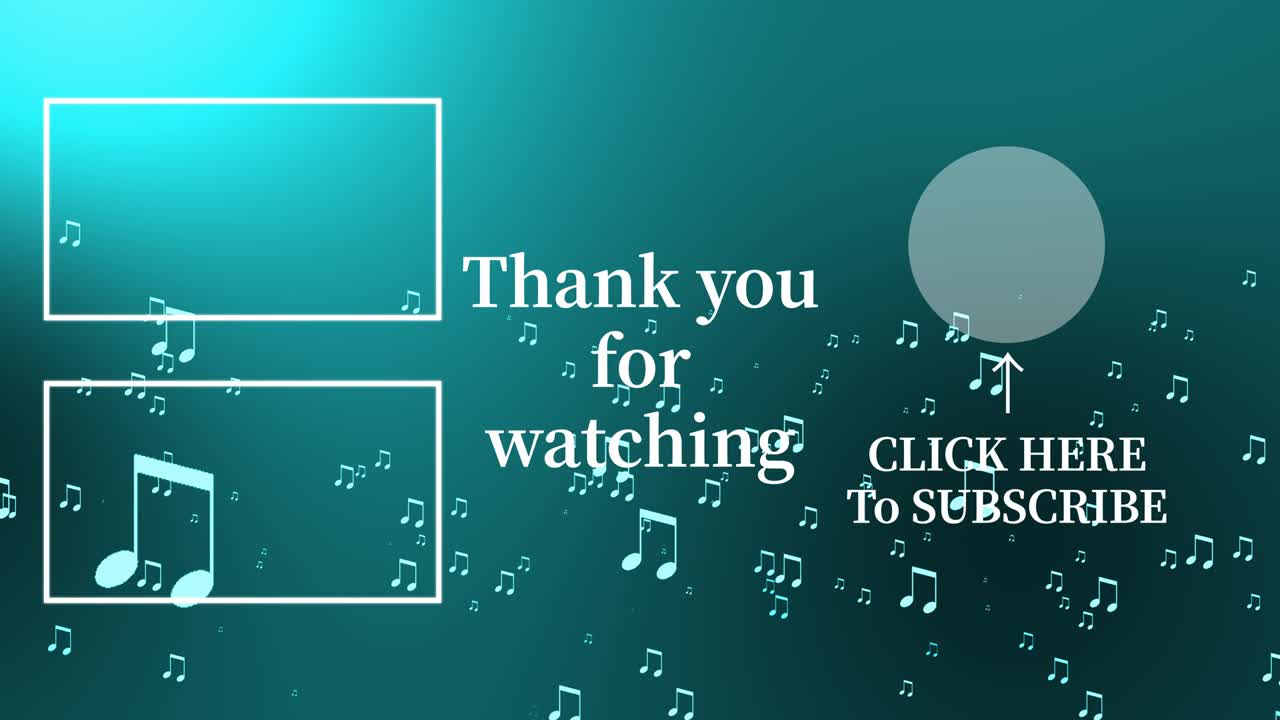 음악적 노트 입자 분류 엔드 카드 엔딩 스크린 모션 그래픽