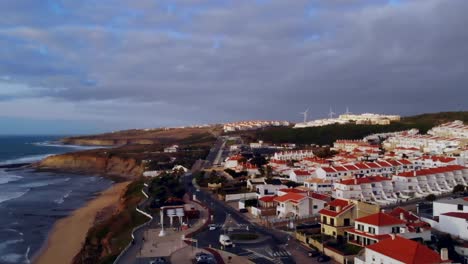 drone shot panning at ericeira, portugal