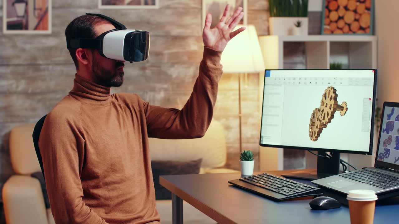 Mechanical engineer using modern technology to develop new gearing system