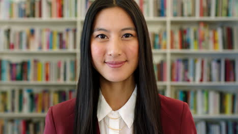 portrait of smiling asian student in a school