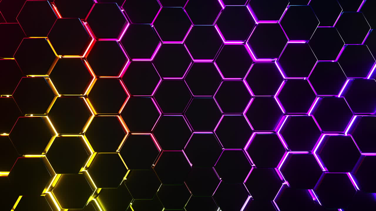 fondo colorido con muchos hexágonos moviendo ondas. animación en bucle