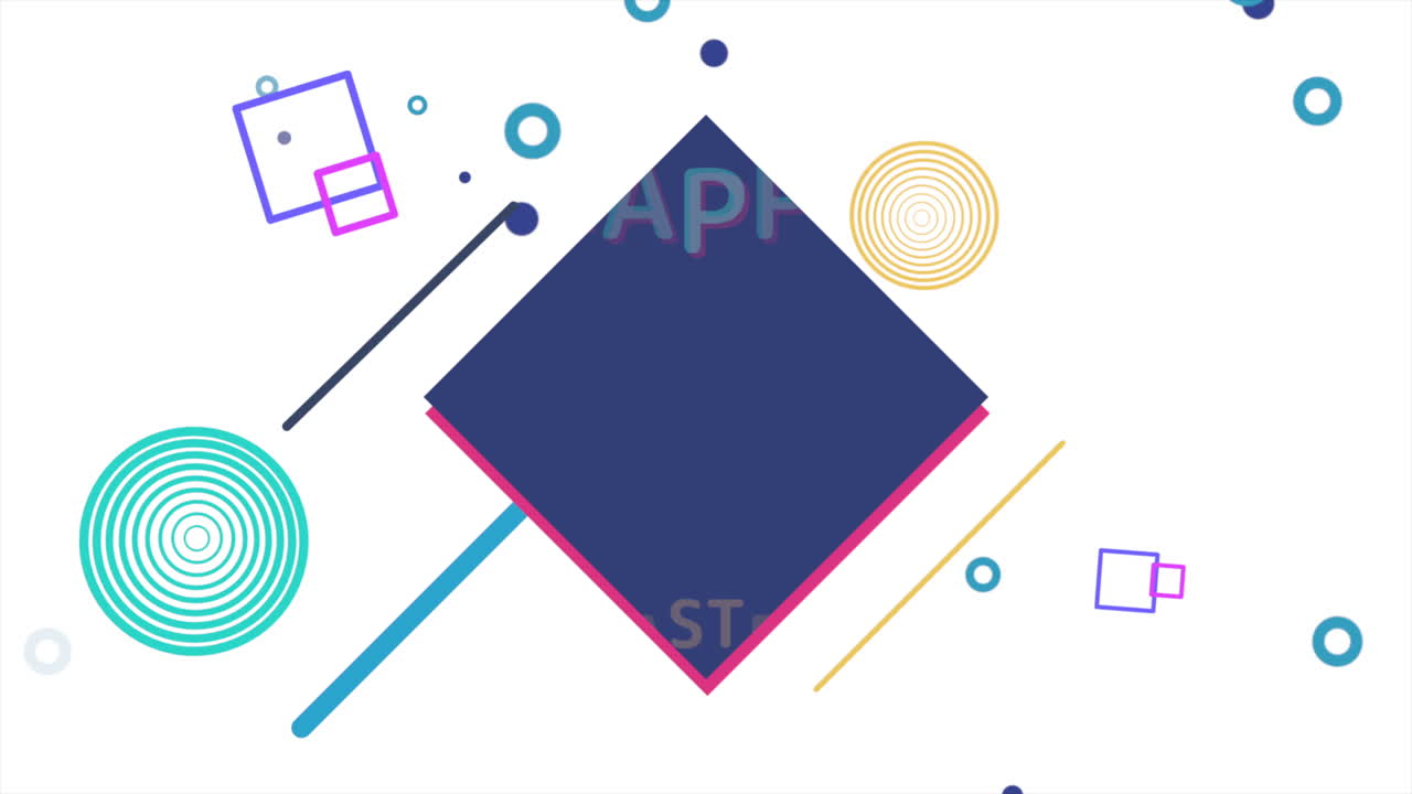 diseño gráfico geométrico de feliz pascua con patrones azules y púrpuras