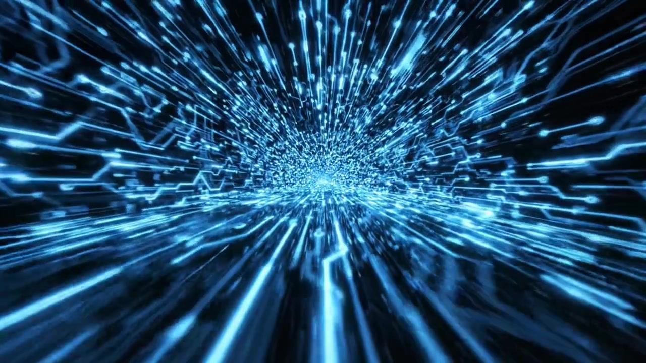 Dynamic Digital Motion: A Stunning Representation of Streaming Data and Technological Energy Visualized in Vibrant Blue Hues