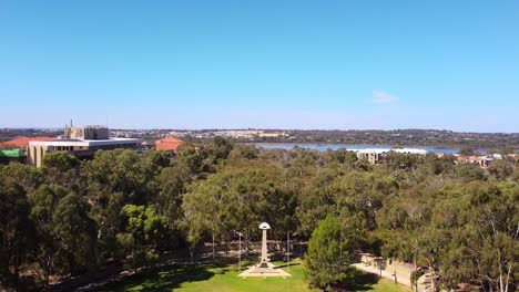 aerial rise up over central park, to reveal joondalup lake in background - perth