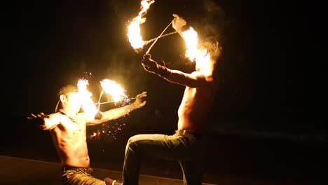 dramatic fire show with skilled performers