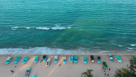 Aerial-View-of-Tropical-Sandy-Beach-and-Indian-Ocean-in-Trincomalee,-Sri-Lanka