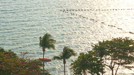 Crystal-clear-sea-water,-empty-bathing-spot,-tourist-site,-end-of-day