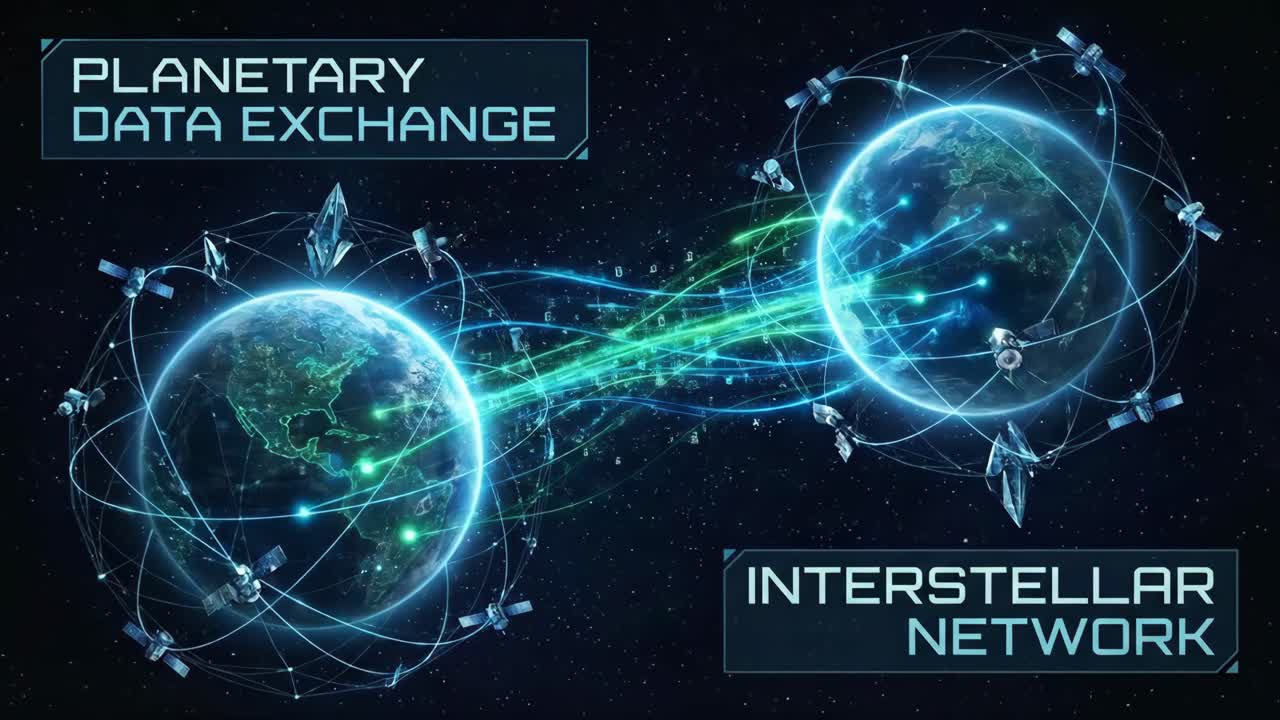 Global Data Exchange Between Planets with Satellite Network