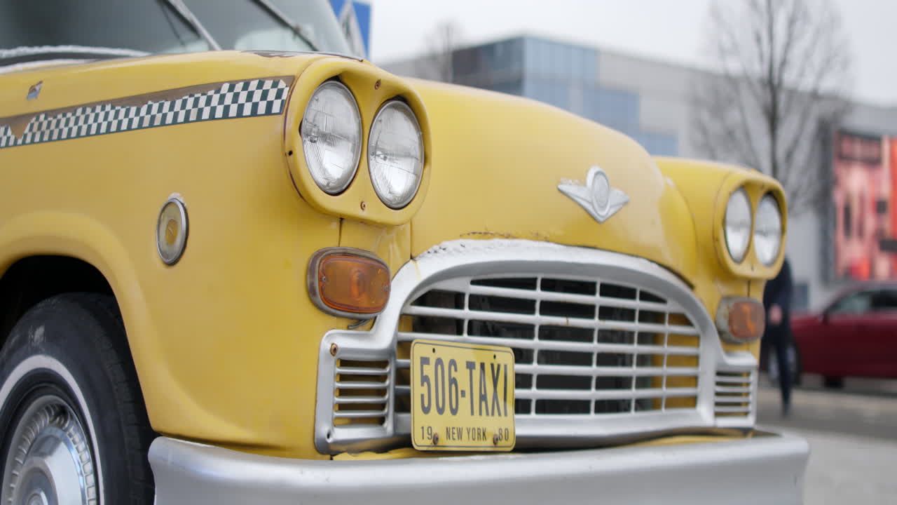 Vintage Yellow Taxi Close-up