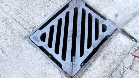 a person walks over a manhole cover