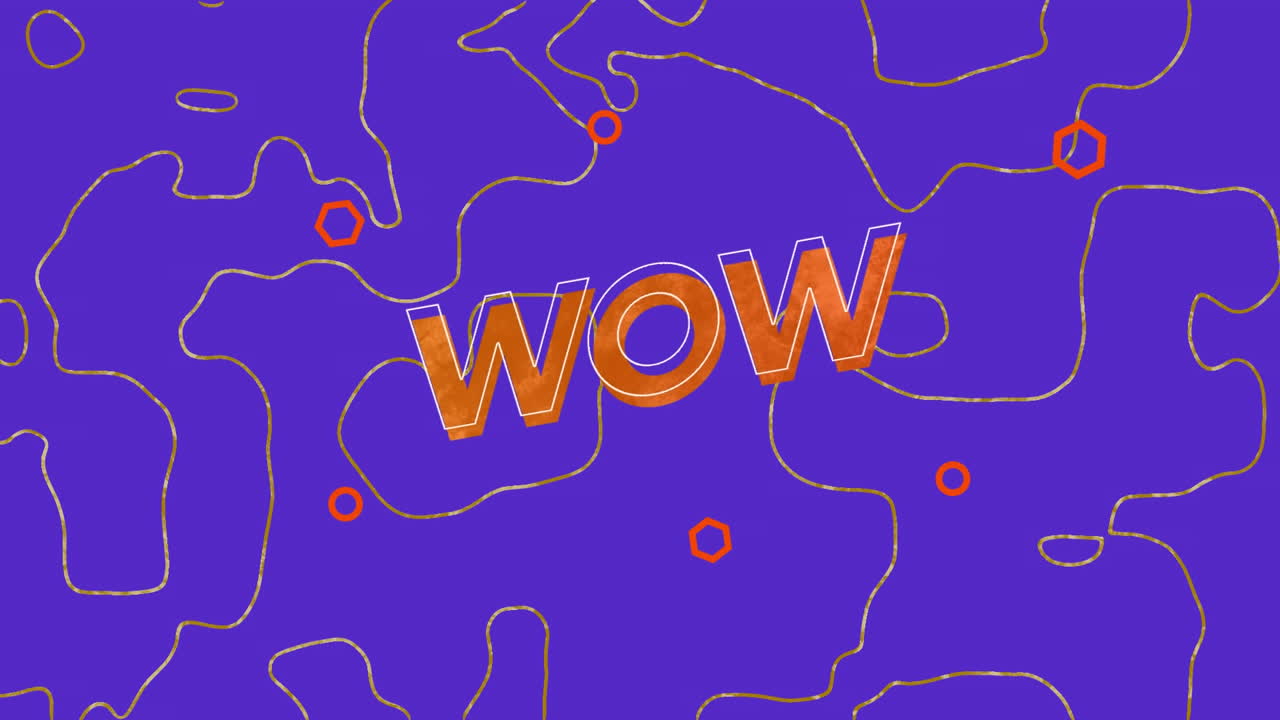 Digitale Animation von Wow-Text über Topografie vor blauem Hintergrund
