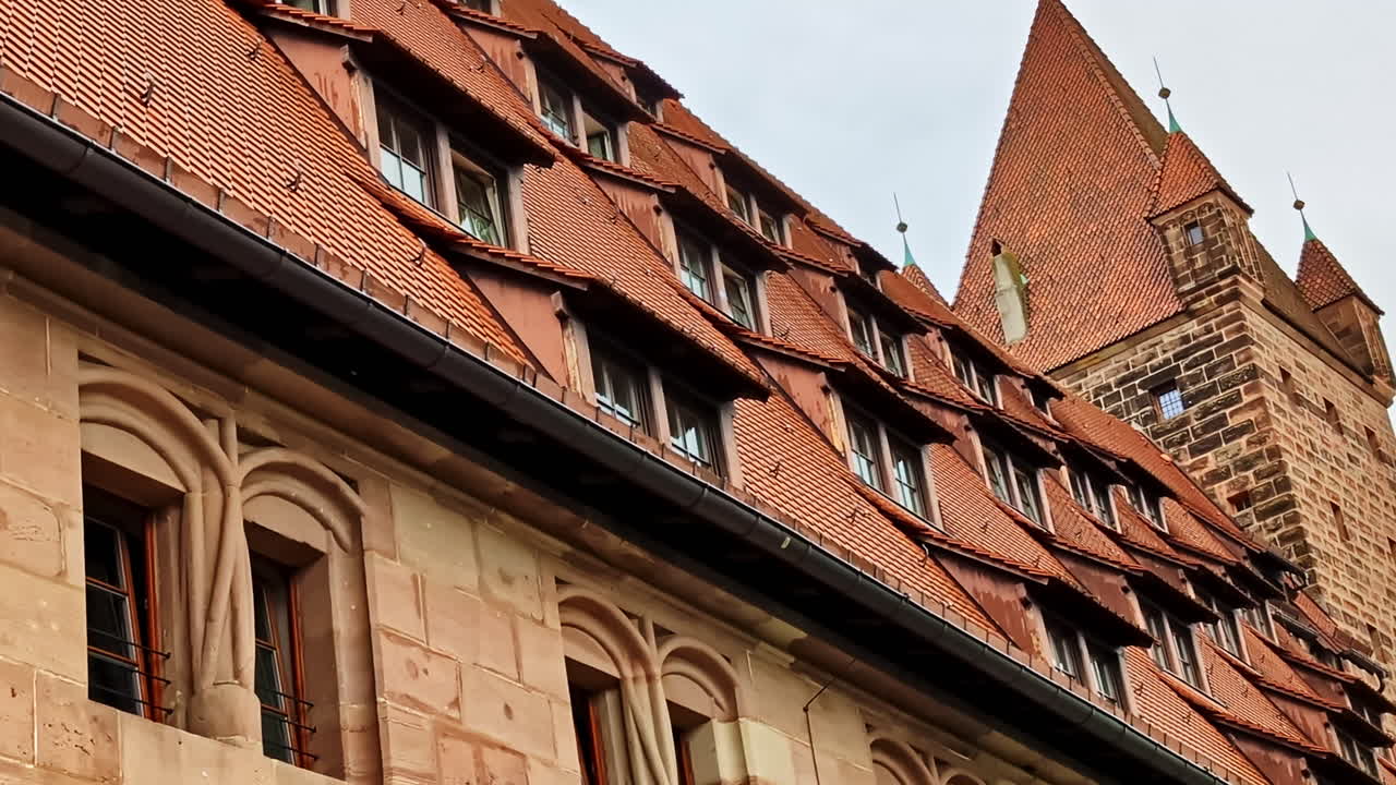 Roofs And Windows Of Imperial Castle of Nuremberg In Germany. - wide sho