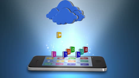 teléfono inteligente que se comunica con la nube