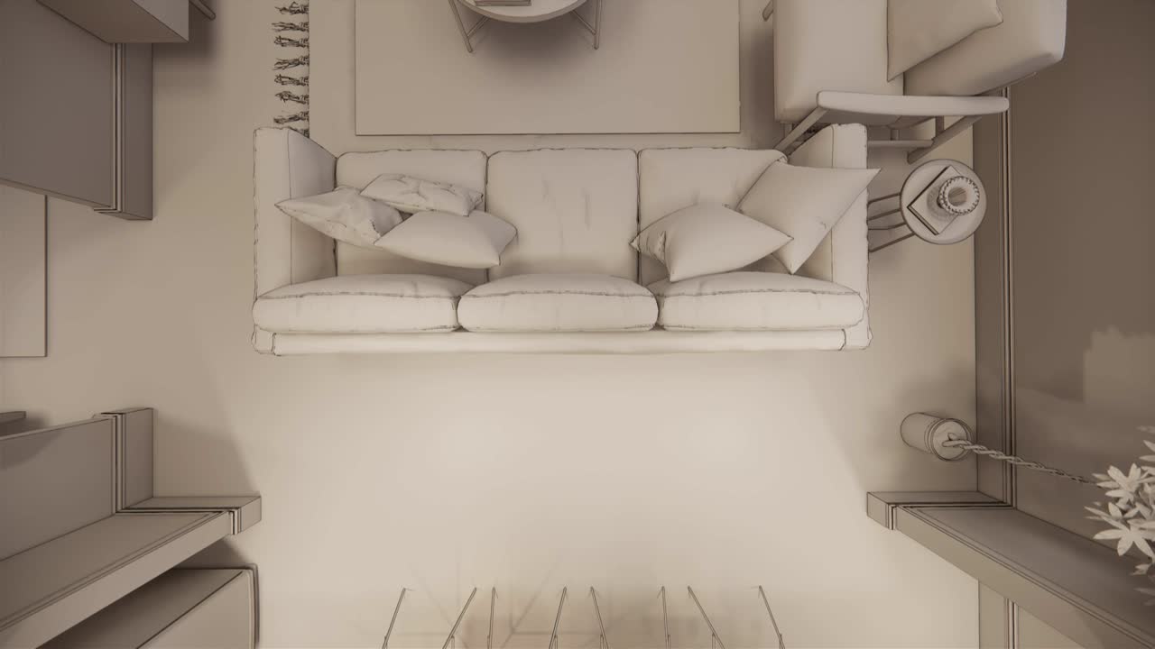 3d rendering. Interior house modern open living space with kitchen. modern loft style Duplex apartment residence. Home decoration  interior design.