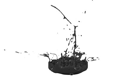 3d paints dance in 4k on white background. simulation of splashes of ink on a musical speaker that play music. beautiful splashes as a bright background in ultra high quality. black v 1