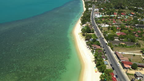 Stunning-white-sandy-beaches-and-fringing-reef-of-Koh-samui-north-coast-and-Mae-Nam