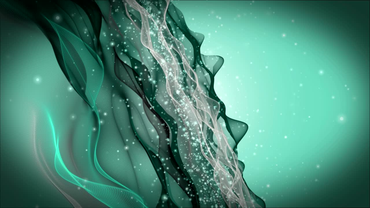animación futurista con objeto de onda y partículas brillantes en cámara lenta, 4096x2304 bucle 4k