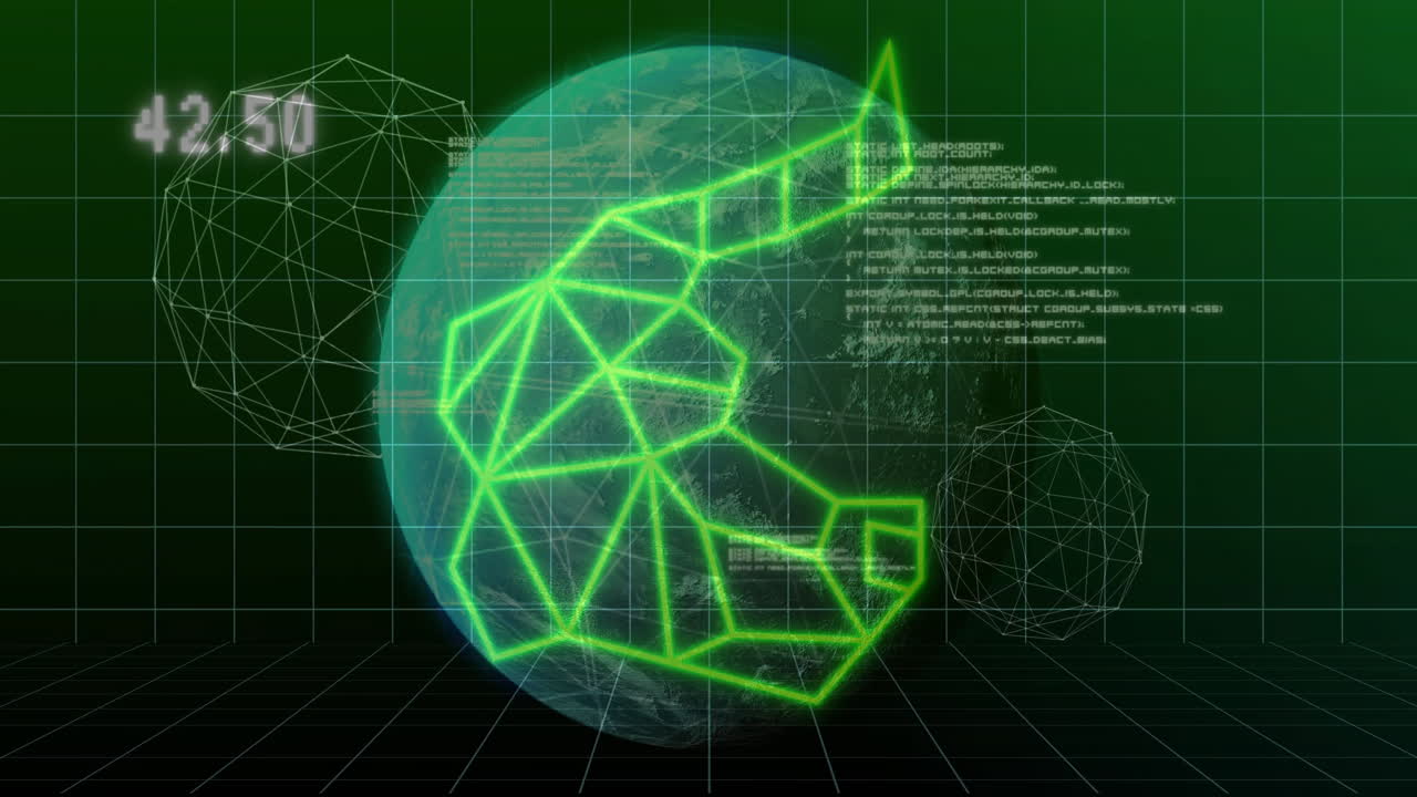 animación del procesamiento de datos digitales en el mundo sobre un fondo negro