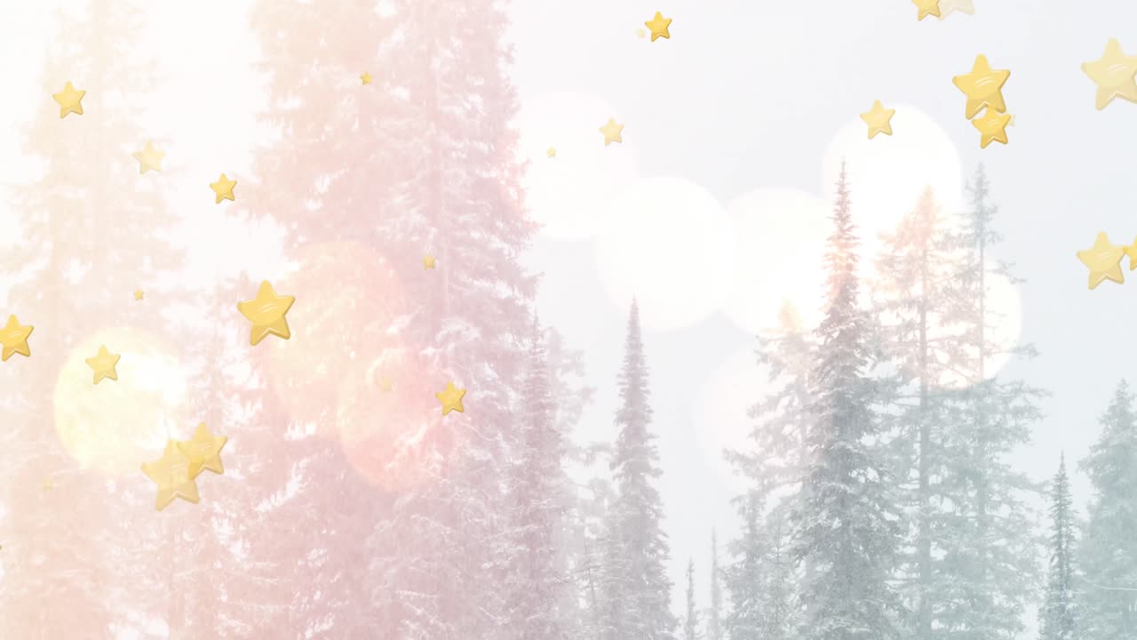 크리스마스 에 겨울 풍경 위 에 떨어지는 별 들 의 애니메이션