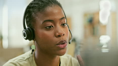 woman in headset having a conversation