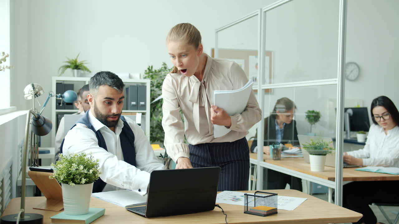 Office Teamwork and Celebration