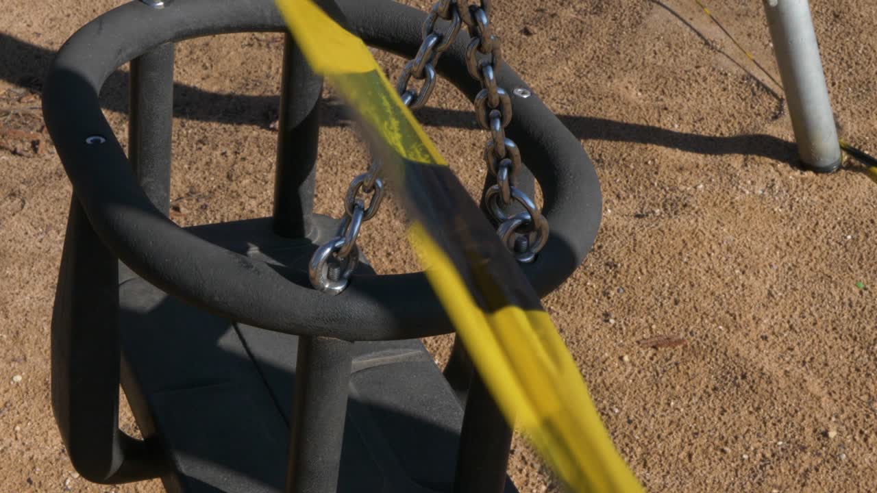 The playground is closed, close-up