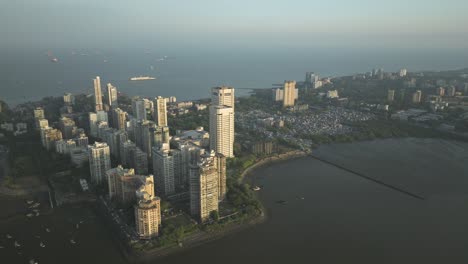 establishing shot of skyscrapers in maharashtra business district in mumbai, india