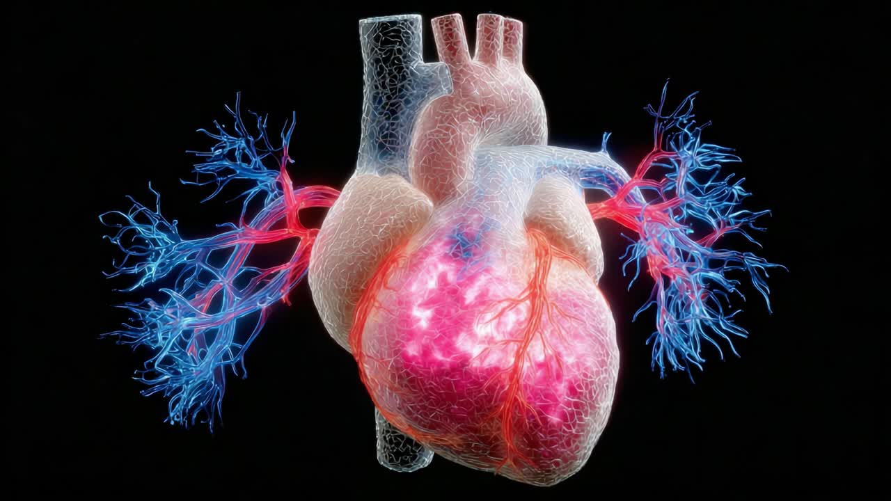 A Stunning Visual Representation of the Human Heart's Complexity, Showcasing Vascular Structures and Realistic Anatomy in Two Different Perspectives
