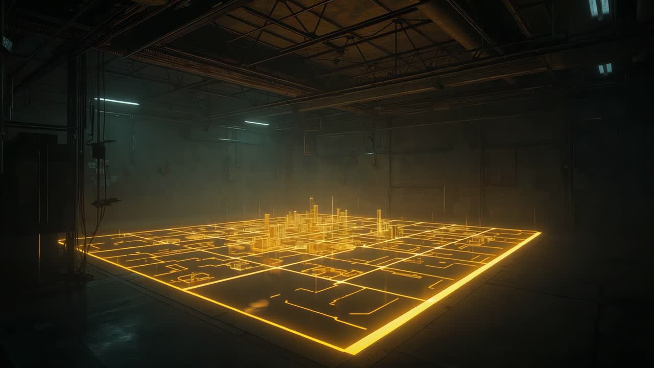 Futuristic City Grid Hologram