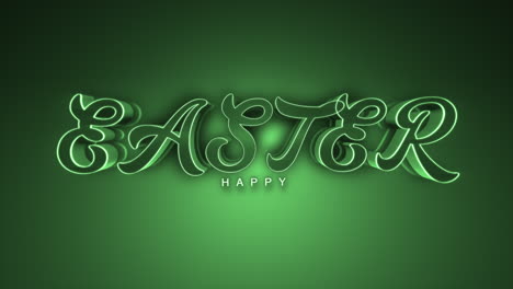 glowing green 3d easter greeting card on dark background