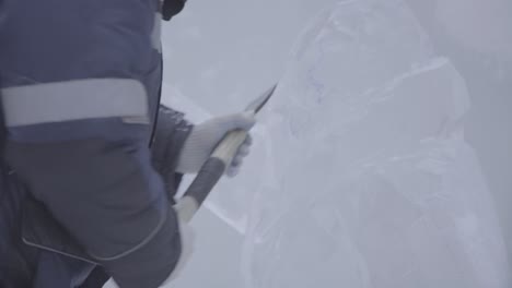 ice sculptor at work