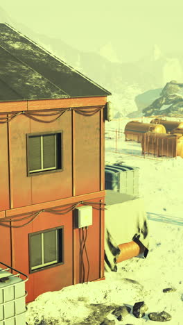 exploration outpost in a snowy landscape during a quiet winter afternoon