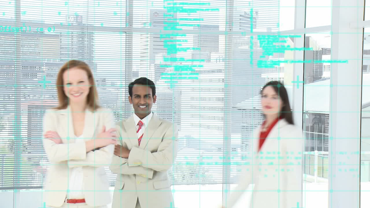 Animation of data processing over business people