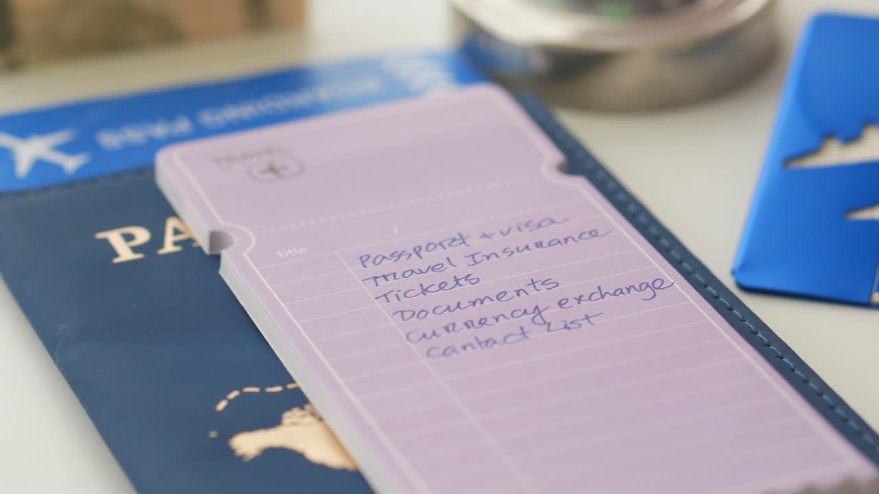Travel Checklist with Passport, Tickets, and Insurance