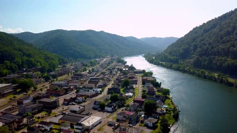 Aerial-Push-high-above-Montgomery-West-Virginia