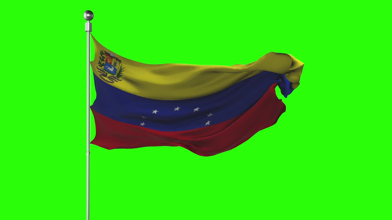 la bandera nacional de venezuela ondeando en la pantalla verde. animación de la clave de croma. ilustración de la política venezolana