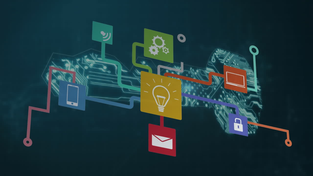 검은색 배경으로 네트워크 연결의 애니메이션