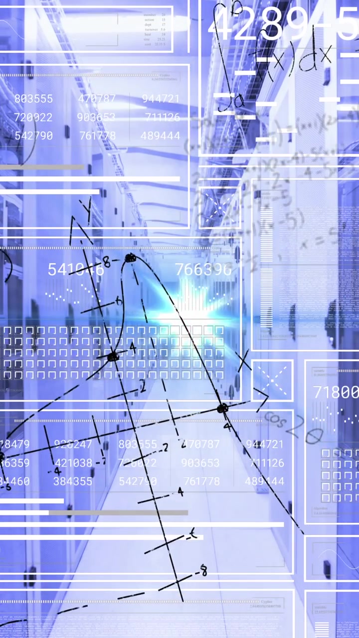 Animation of data processing over server room
