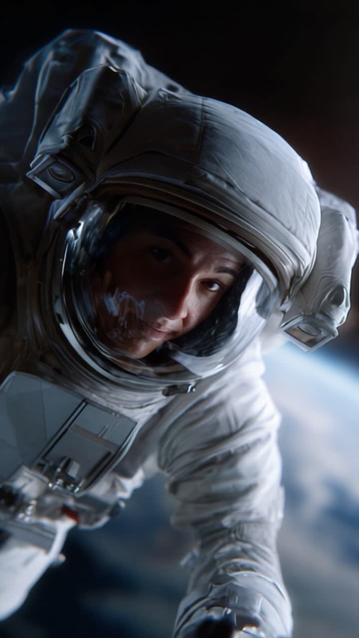Un astronauta che fluttua nello spazio: momenti accattivanti di esplorazione spaziale, che riflettono l'emozione e le sfide dell'attività extraveicolare in un ambiente cosmico